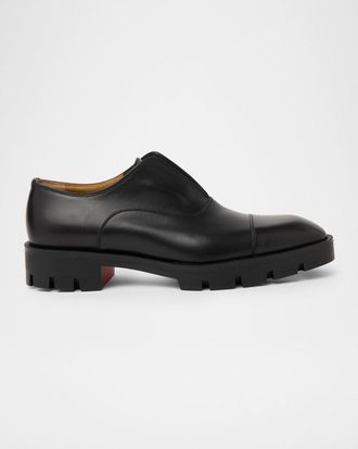 Christian Louboutin Men & apos;s Alpha Lion Flat Cap-Toe Lug-Sole Loafers