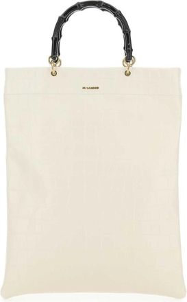 Jil Sander Ivory Leather Medium Shopping Bag