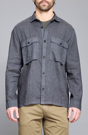 Billy Reid Linen Carpenter Overshirt in Asphalt at Nordstrom, Size Xx-Large