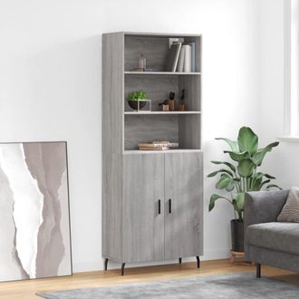 Berkfield Home Highboard Grey Sonoma 69.5x34x180 cm Engineered Wood