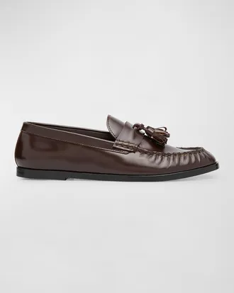 The Row Calfskin Tassel Boyfriend Loafers