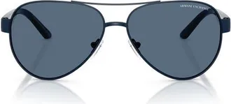 A|X Armani Exchange 59mm Pilot Sunglasses in Matte Blue/dark Blue at Nordstrom
