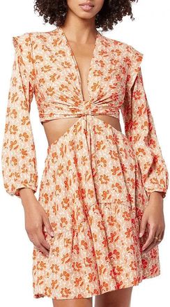 Joie Maeve Mini Dress Womens Multi Floral Twist Front Cutout A-Line SGN1593