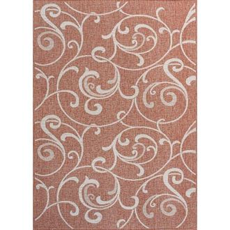 Jonathan Y Designs Maribel Traditional Classic All-Over Scroll Indoor/Outdoor Area Rug in Salmon/cream at Nordstrom, Size 5Ft 0In X 8Ft 0In
