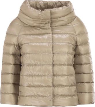Herno Sofia Down Jacket - Dames - Gewatteerde jassen - Beige - S - Katoen - Jassen