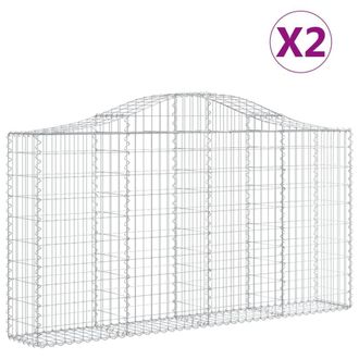 Berkfield Home Arched Gabion Baskets 2 pcs 200x30x100/120 cm Galvanised Iron in Silver