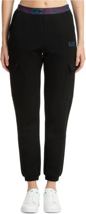 Emporio Armani Elastische Trainingsbroeken met Logo in de Taille - Dames - Sweatpants - Zwart - XS - Katoen - Broeken