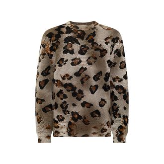 Laneus Leopard Print Knitted Jumper
