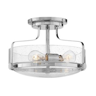 Netlighting Harper 3 Light Bowl Semi Flush Ceiling Light Polished Chrome in Grey