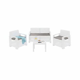 Dmora Set Salotto da Esterno Mioglia, Salottino Outdoor 4 Posti, un Tavolino Made in Italy, Bianco