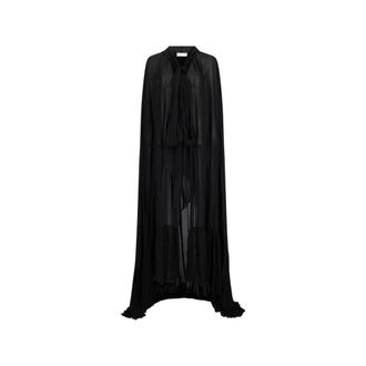 Blumarine Georgette Cape - female - Blumarine - Ponchos - Black - XS - Jackets