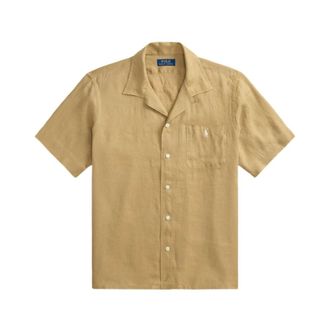 Polo Ralph Lauren Classic Fit Linen Camp Shirt - Heren - Korte mouwen Overhemden - Beige - M - Linnen - Overhemden