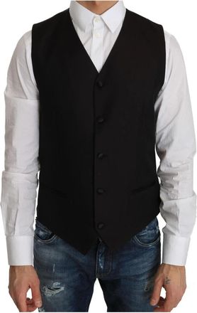 Dolce & Gabbana Zwarte Formele Vest Verstelbare Rugband - Heren - Gillet - Zwart - M - Kostuums