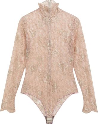 Valentino Garavani Body de Encaje Floral - Tops - Mujer - Beige - M