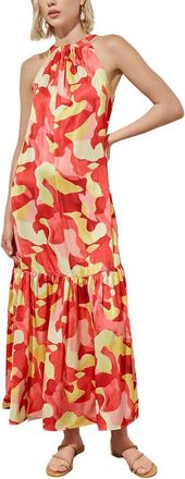 Ming Wang Ming Wang Drop-Waist Crepe de Chine Maxi Dress