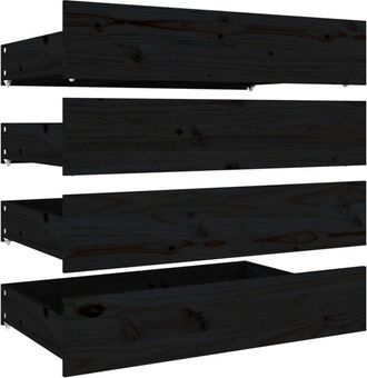 vidaXL Cajones de cama 4 unidades madera maciza de pino negro Vidaxl