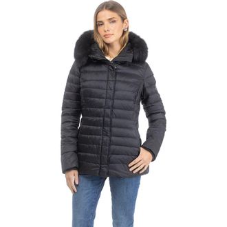Gorski Apres-Ski Horizontal Short Jacket With Detachable Genuine Shearling Hood Trim in Black/black at Nordstrom, Size X-Large