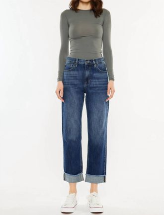 Kancan Finley Essentials High Rise Straight Leg Jean In Dark Wash