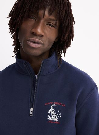 Le 31 Mens Destination embroidery zip-neck sweatshirt Comfort fit