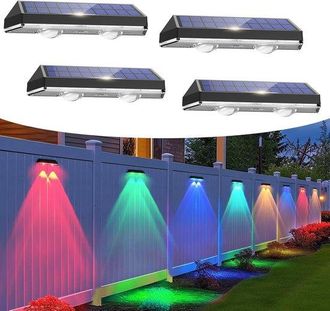 OEM L&aacute;mpara Solar De Pared (4 Unidades) - L&aacute;mpara Led Para Exteriores - Resistente Al Agua - Blanco C&aacute;lido/rgb - Iluminaci&oacute;n Para Jard&iacute;n Y Escaleras