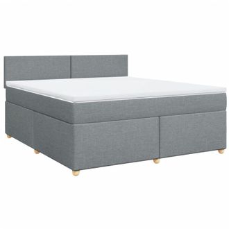vidaXL Vidaxl - Cama Box Spring Con Colch&oacute;n Tela Gris Claro 180x200 Cm