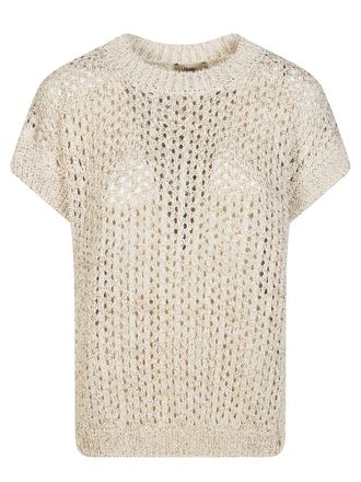 Herno Neutral Open Knit Sleeveless Top