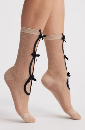 High Heel Jungle Metallic Crew Socks in Nude/black at Nordstrom Rack