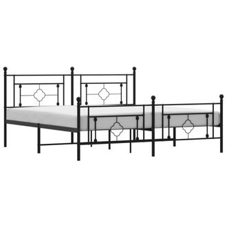 Berkfield Home Metal Bed Frame without Mattress with Footboard Black 183x213cm | Size: 183x213 cm