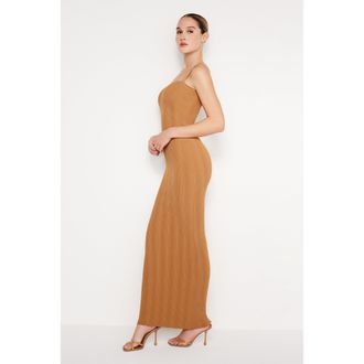 Good American Womens Ribbed Knit Maxi Dress | Canyon, Size Medium | Good American by Khlo&Egrave; Kardashian