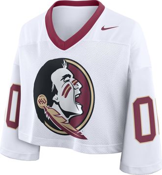 Nike Florida State Logo Nike Womens Dri-FIT College Cropped Jersey in White | 03O312ARFTN-2B9