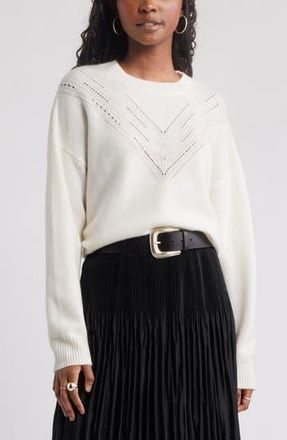 Treasure & Bond Pointelle Wool & Cashmere Sweater in Ivory Dove at Nordstrom Rack, Size Medium