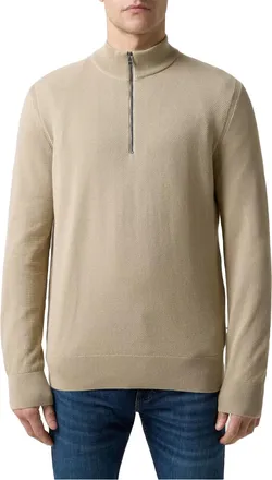 HUGO BOSS Heren Ebrando-P gebreide trui met halve rits (Licht Beige)