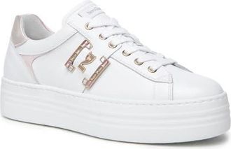 Nero Giardini Jewel Logo Platform Sneaker in White at Nordstrom, Size 7Us