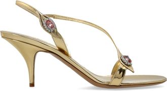 Ferragamo Sibilla 70 Sandalen met hak - Dames - Sandalen met hakken - Geel - 37 EU - Leer - Schoenen