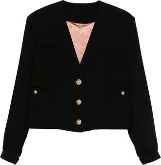 Blaz&eacute; Milano Jassen, Dames, Zwart, S, Cropped V-neck Jas