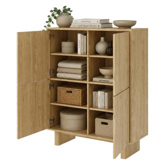 Dmora Aparador Hasareti, Mueble 4 Estantes, Puertas Abatibles, 4 Puertas, 104x38x124h Cm, Color Roble Marr&oacute;n