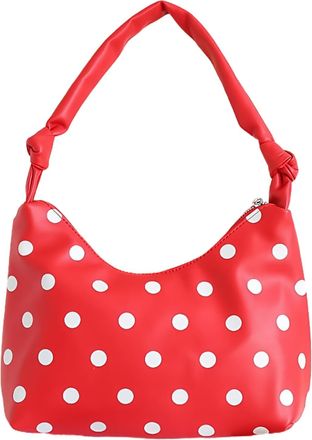 Generic Cymwer Polka Dot Hobo Bag Soft PU Leather Shoulder Handbag Satchel for Women (Red)