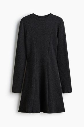 H&M Knitted Mini Dress in Dark Gray Melange at Nordstrom, Size Xx-Large