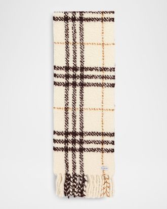 Burberry Check Alpaca Wool Blend Boucl&eacute; Scarf
