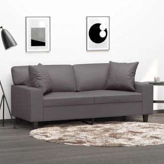 vidaXL Vidaxl - Divano A 2 Posti Con Cuscini Grigio 140 Cm In Similpelle
