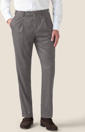 Luca Faloni Light Grey Wool Classic Pleated Trousers
