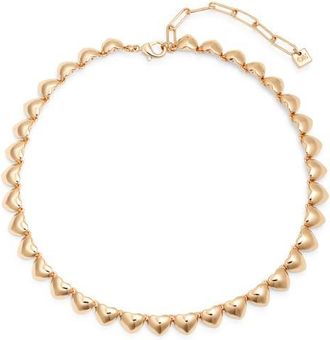Open Edit Puffy Heart Collar Necklace in Gold at Nordstrom