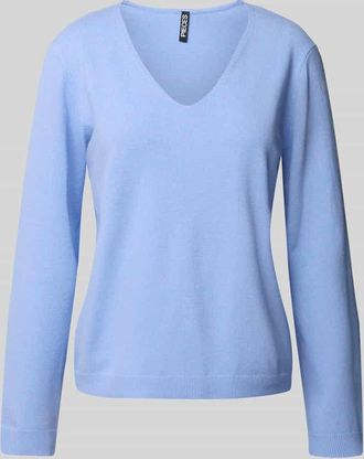 Pieces Regular Fit Pullover mit V-Ausschnitt Modell BREE in Lavender Melange, Größe XS