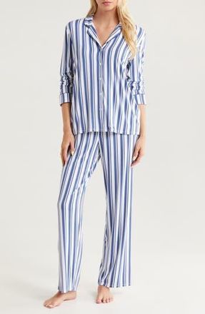 Nordstrom Moonlight Eco Knit Pajamas in Blue Leisure Stripe at Nordstrom Rack, Size Large