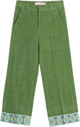 Valentino Garavani Velvet Finish Jeans met Geborduurd Detail - Heren - Wijde Broeken - Groen - M - Broeken