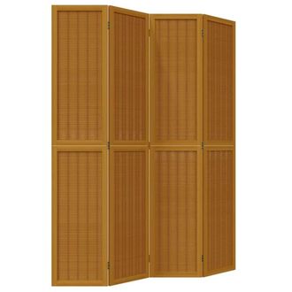 Berkfield Home Room Divider 4 Panels Brown Solid Wood Paulownia