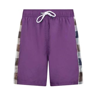 Aquascutum Beachwear, male, Purple, Size: XL Swim Trunks with Club Check Detail