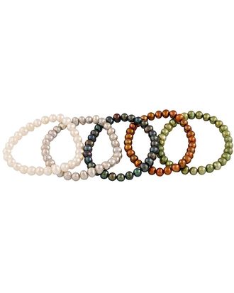 Splendid Pearls 6-7Mm Freshwater Pearl Stretch Bracelet Set