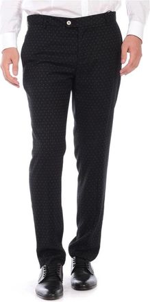 Daniele Alessandrini Slim Fit Knoopsluiting Broek - Heren - Nette broeken - Zwart - M - Polyester - Broeken