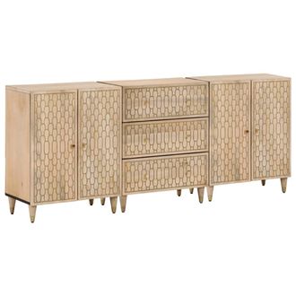 vidaXL Aparador 3 Piezas Madera Maciza De Mango 60x33x75 Cm Vidaxl